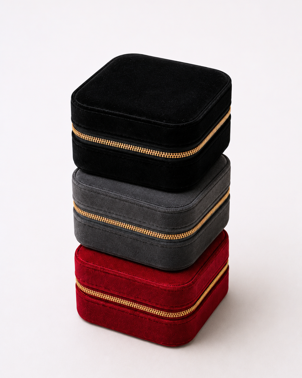 Boîte à bijoux en velour à zip