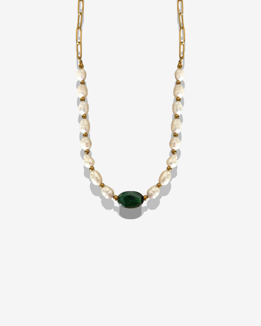 Choker Agate verte et Jouher
