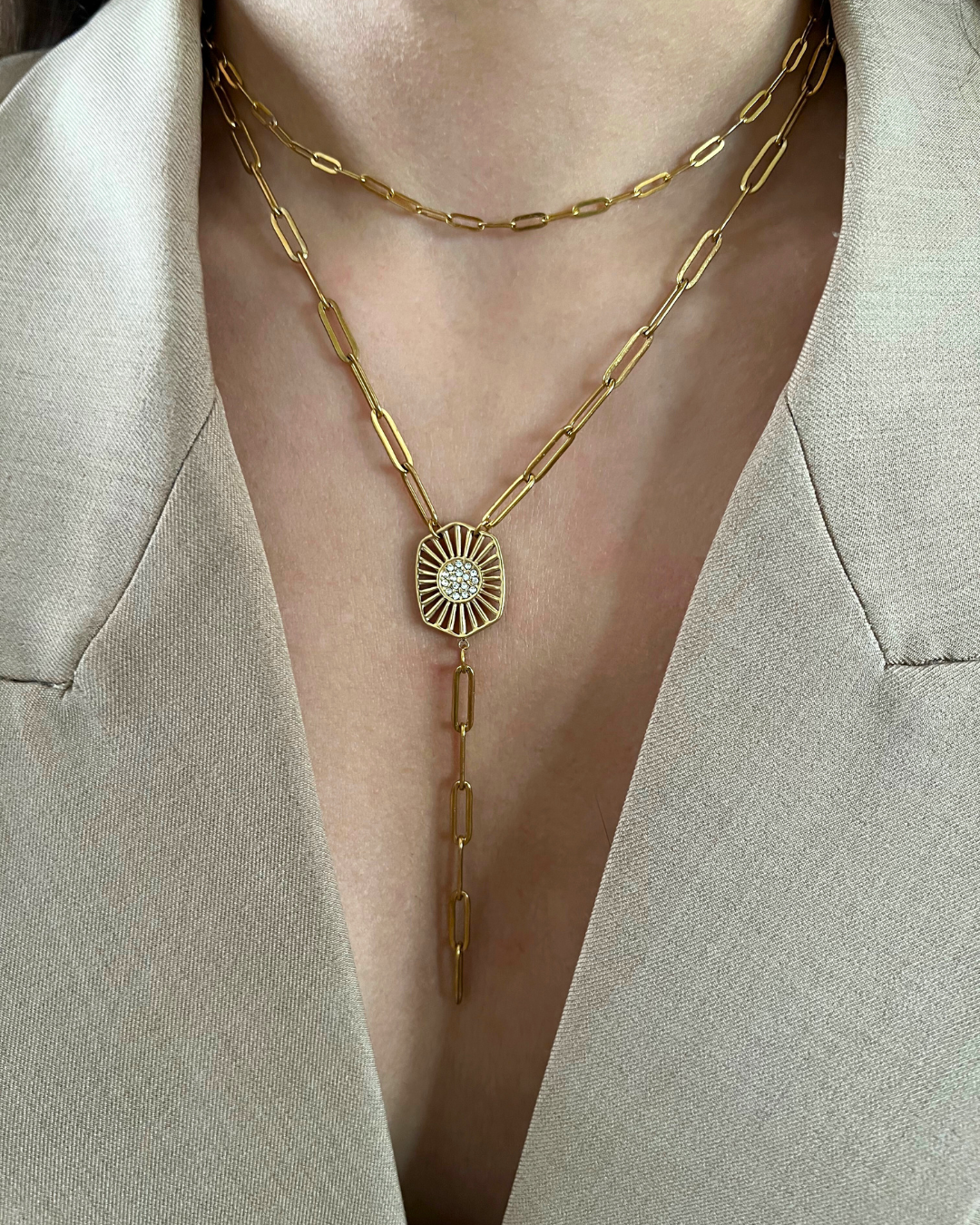 Collier Y doré