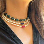 Choker Agate rose et Jouher