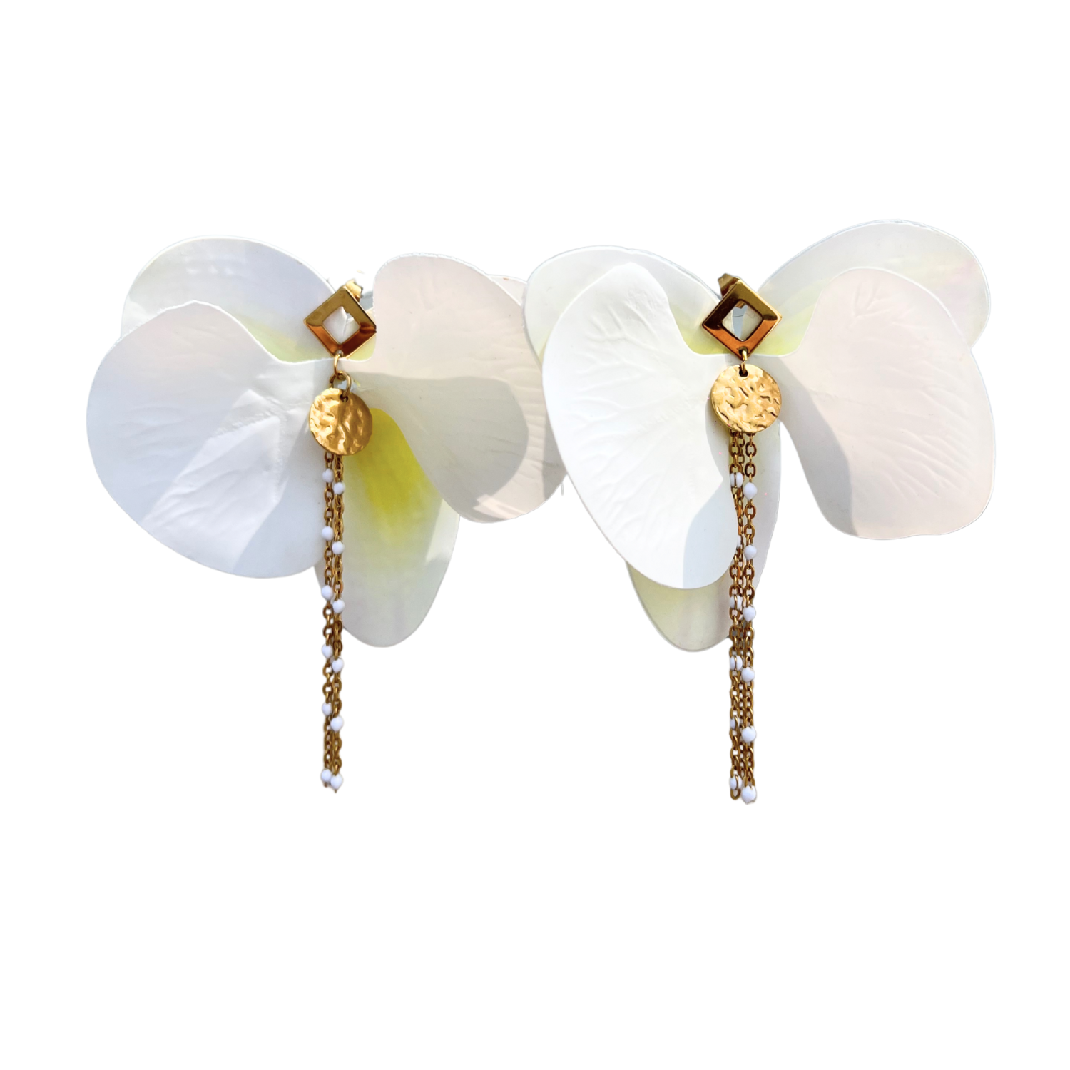 Boucles d'oreilles Orchidée blanche