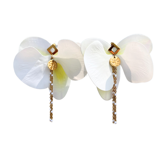 Boucles d'oreilles Orchidée blanche