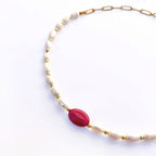Choker Agate rose et Jouher
