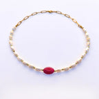 Choker Agate rose et Jouher