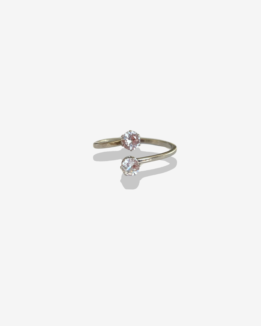 Bague double pierre argentée