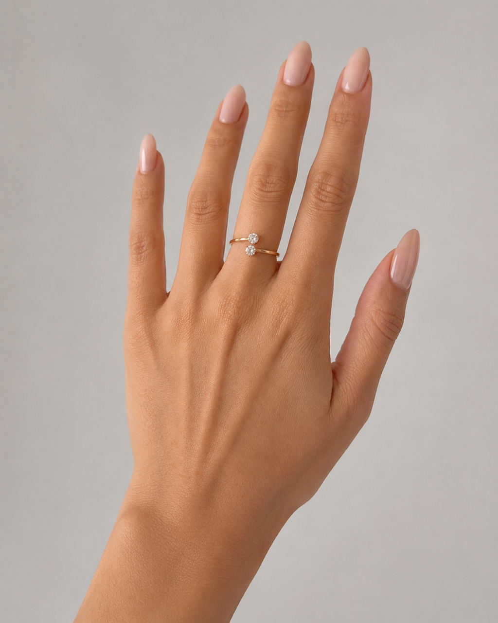 Bague double pierre dorée