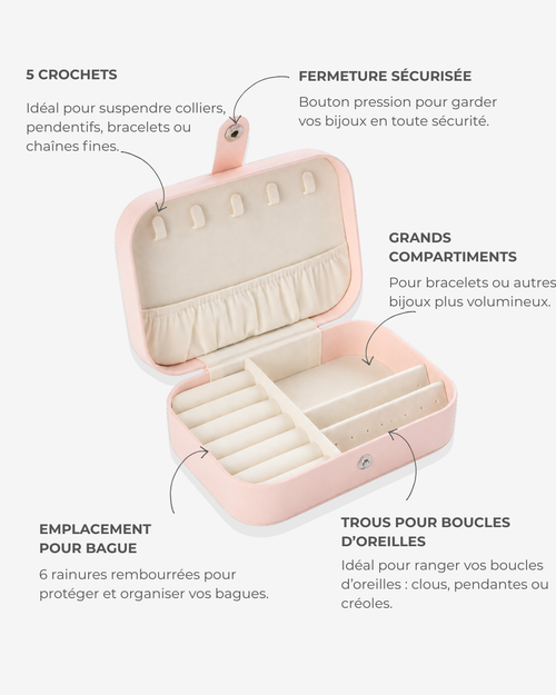 Boîte à bijoux rose poudré