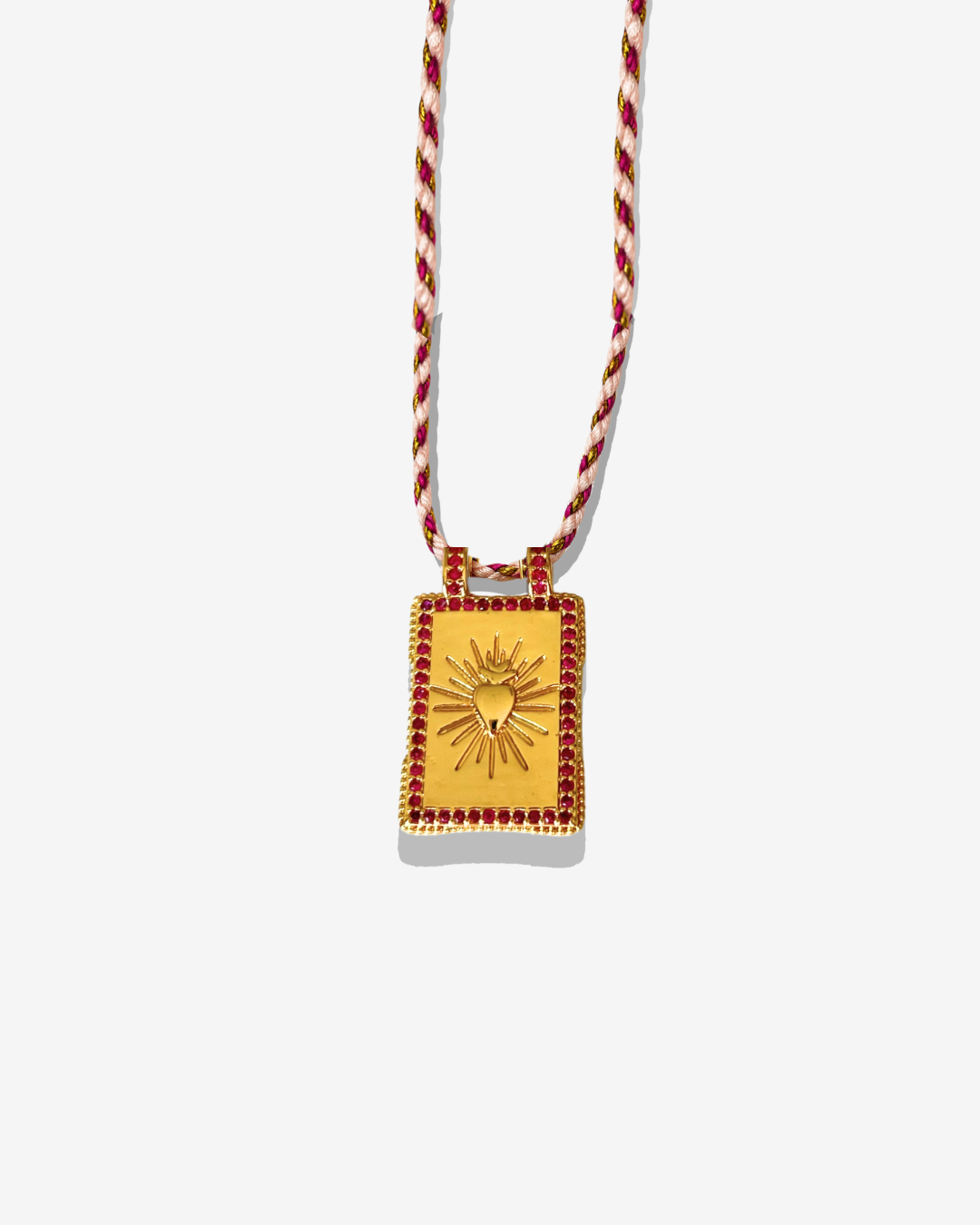 Collier Cordon Coeur rosé