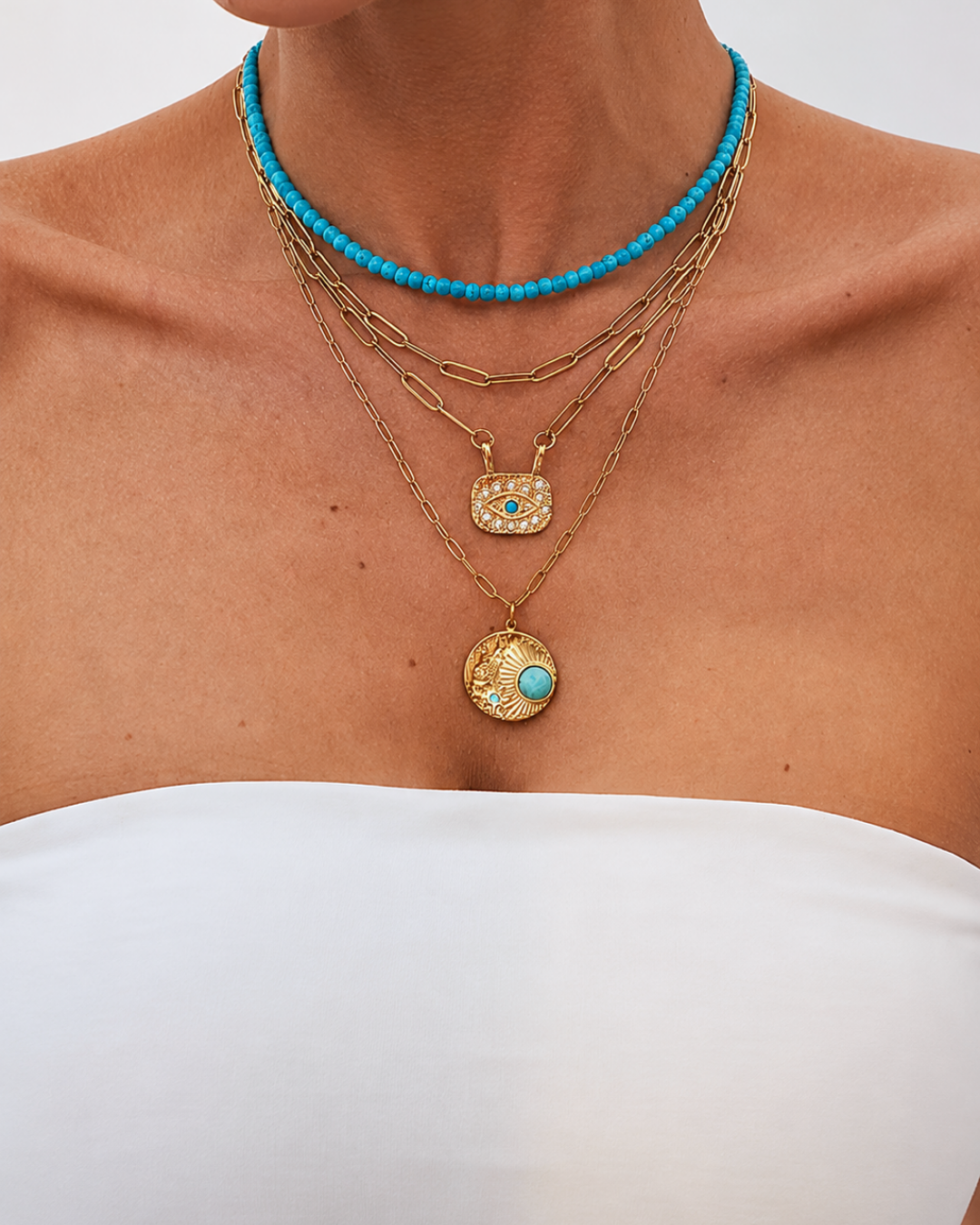 Collier en Howlite Turquoise