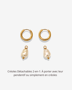 Boucles d'oreilles Créoles Dorées à Perle