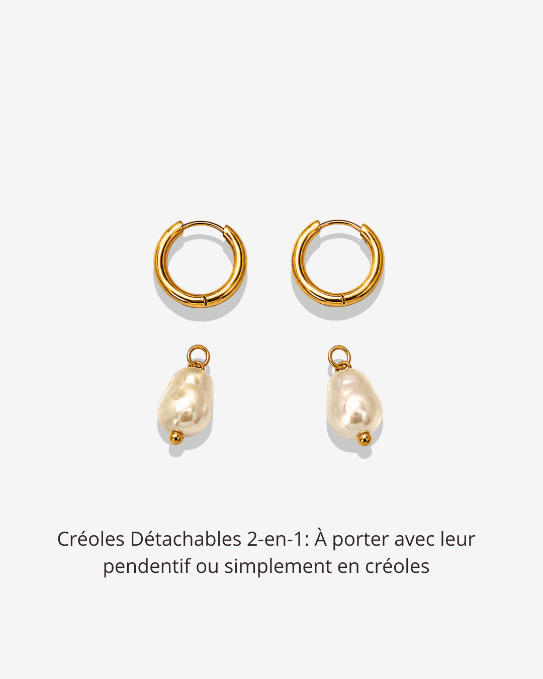 Boucles d'oreilles Créoles Dorées à Perle