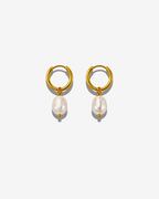 Boucles d'oreilles Créoles Dorées à Perle