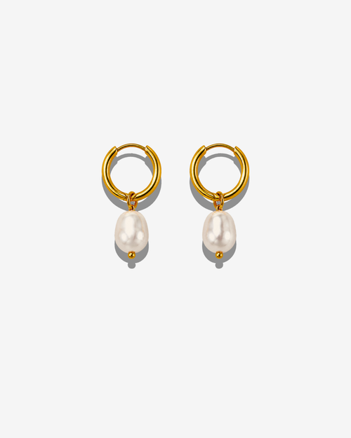 Boucles d'oreilles Créoles Dorées à Perle