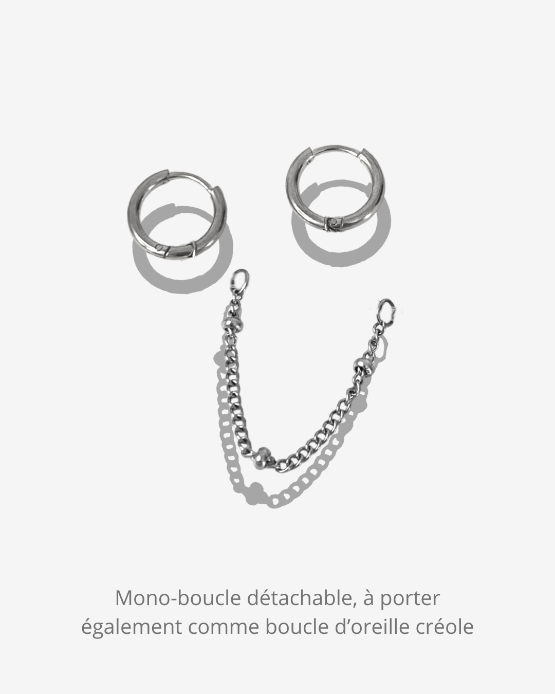 Monoboucle chaîne pendante avec boule argenté